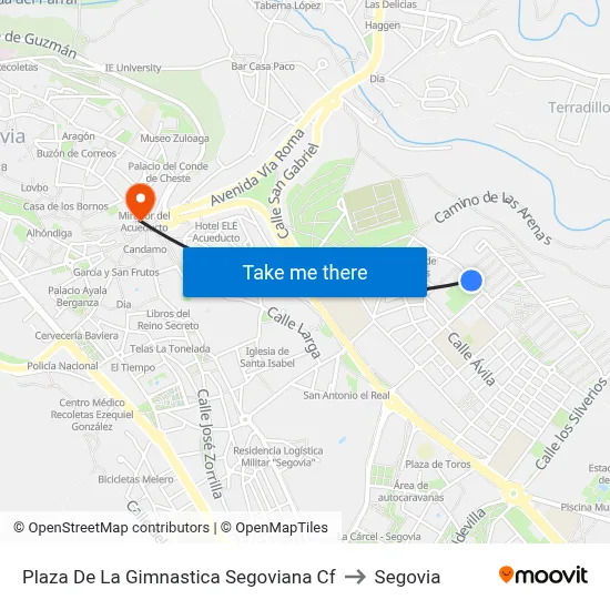 Plaza De La Gimnastica Segoviana Cf to Segovia map