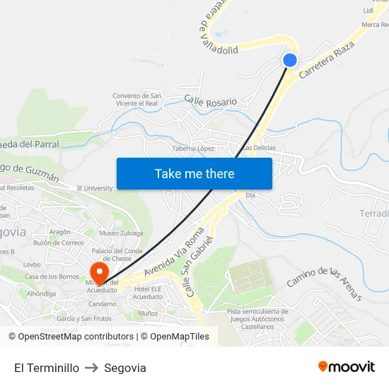 El Terminillo to Segovia map