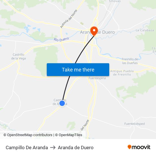 Campillo De Aranda to Aranda de Duero map