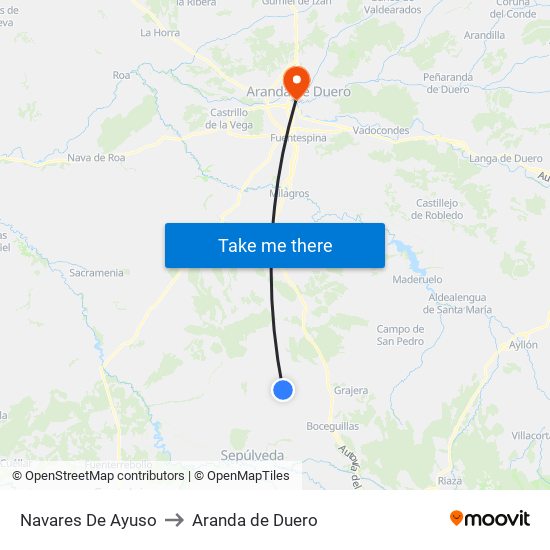 Navares De Ayuso to Aranda de Duero map