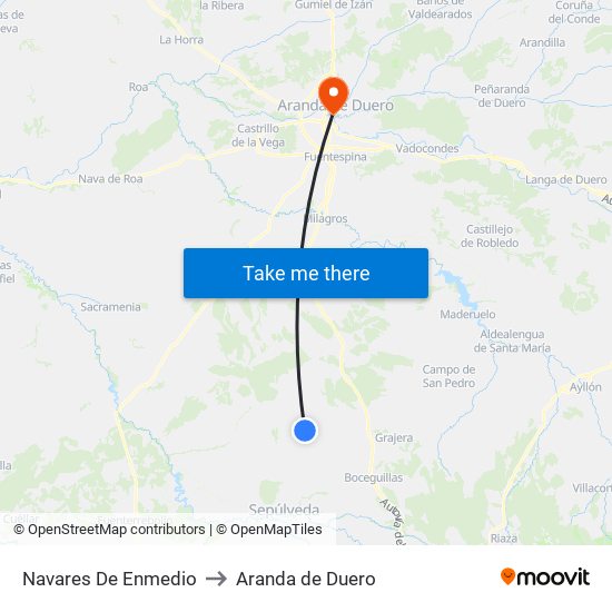 Navares De Enmedio to Aranda de Duero map