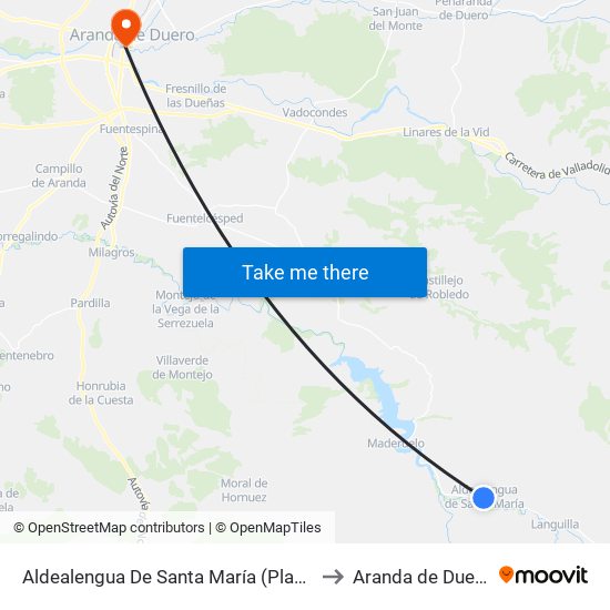 Aldealengua De Santa María (Plaza) to Aranda de Duero map