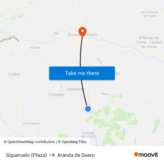 Sigueruelo (Plaza) to Aranda de Duero map