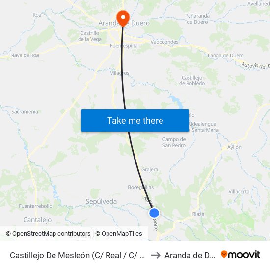 Castillejo De Mesleón (C/ Real / C/ Segovia) to Aranda de Duero map