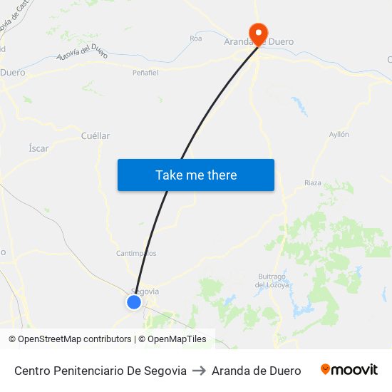 Centro Penitenciario De Segovia to Aranda de Duero map