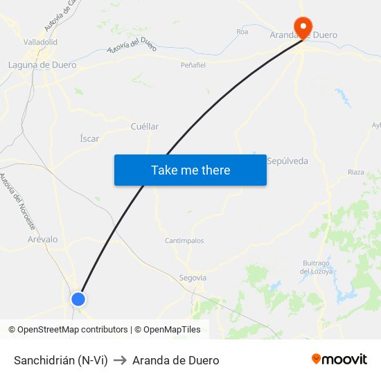 Sanchidrián (N-Vi) to Aranda de Duero map
