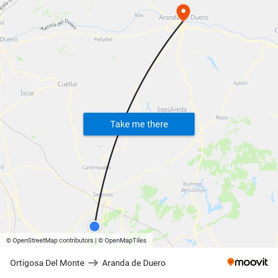 Ortigosa Del Monte to Aranda de Duero map
