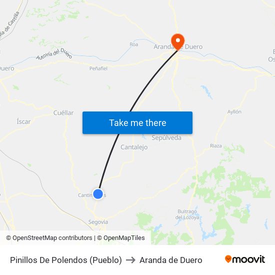 Pinillos De Polendos (Pueblo) to Aranda de Duero map