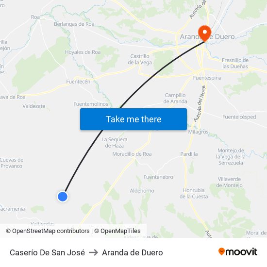 Caserío De San José to Aranda de Duero map