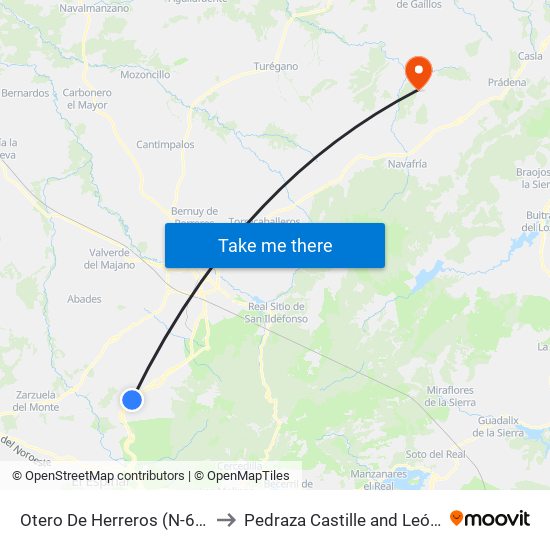 Otero De Herreros (N-603 Ida) to Pedraza Castille and León Spain map