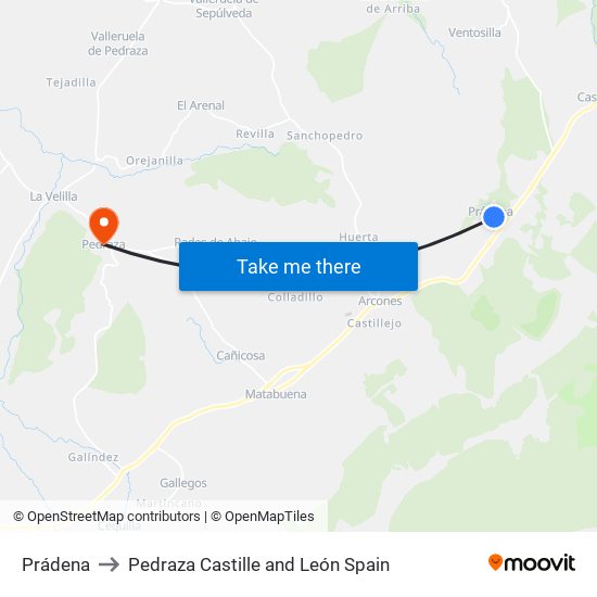 Prádena to Pedraza Castille and León Spain map