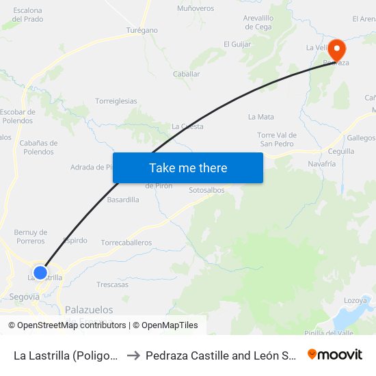 La Lastrilla (Poligono) to Pedraza Castille and León Spain map