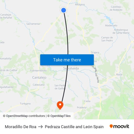 Moradillo De Roa to Pedraza Castille and León Spain map