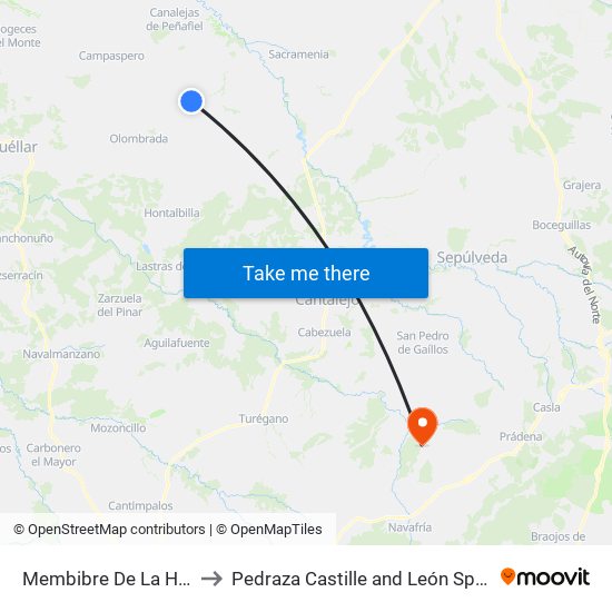 Membibre De La Hoz to Pedraza Castille and León Spain map