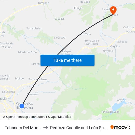 Tabanera Del Monte to Pedraza Castille and León Spain map