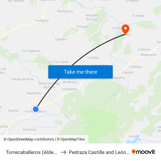 Torrecaballeros (Aldehuela) to Pedraza Castille and León Spain map
