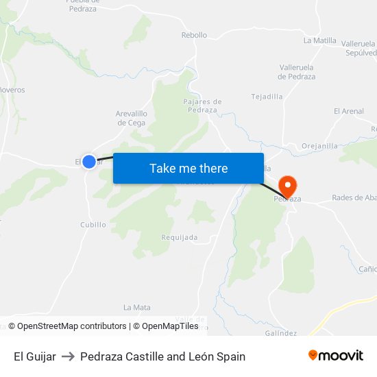 El Guijar to Pedraza Castille and León Spain map