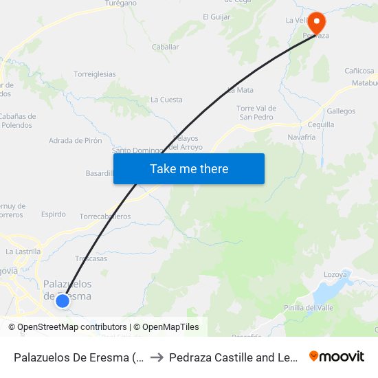 Palazuelos De Eresma (Ermita) to Pedraza Castille and León Spain map