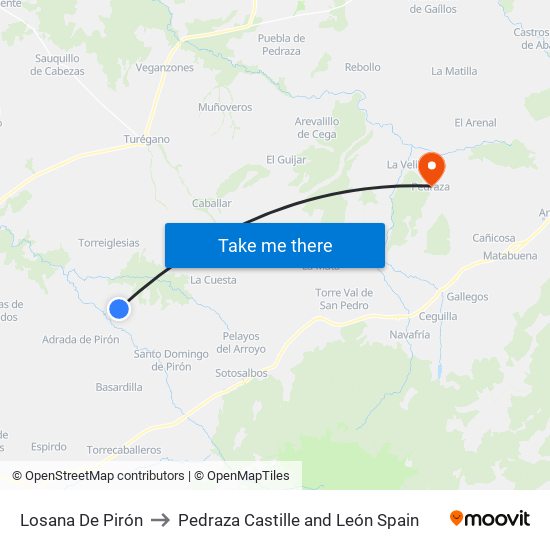 Losana De Pirón to Pedraza Castille and León Spain map