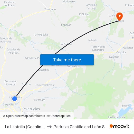 La Lastrilla (Gasolinera) to Pedraza Castille and León Spain map