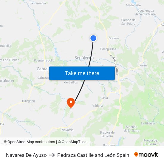 Navares De Ayuso to Pedraza Castille and León Spain map