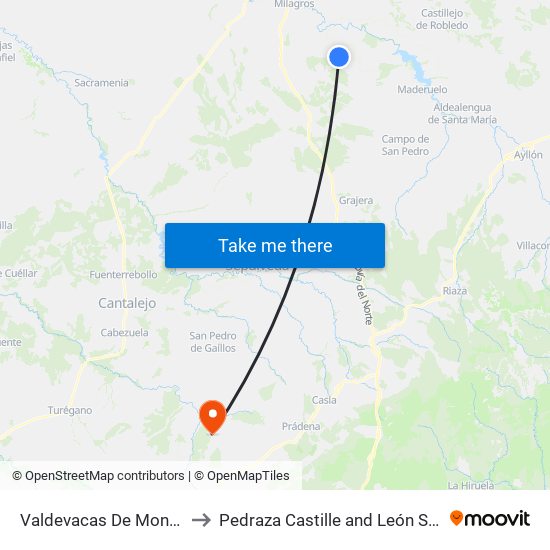 Valdevacas De Montejo to Pedraza Castille and León Spain map