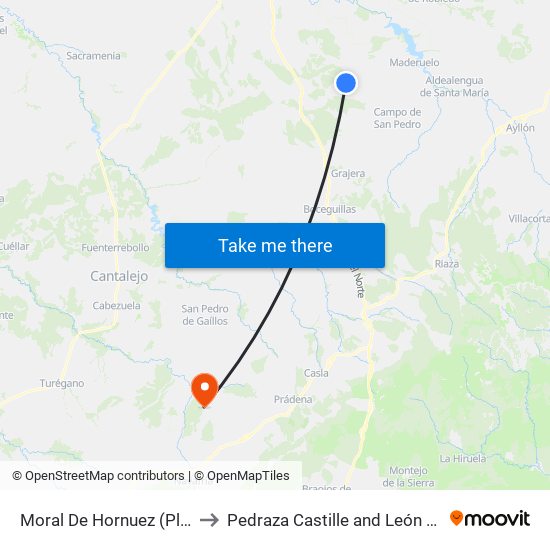 Moral De Hornuez (Plaza) to Pedraza Castille and León Spain map
