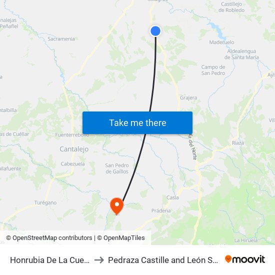 Honrubia De La Cuesta to Pedraza Castille and León Spain map