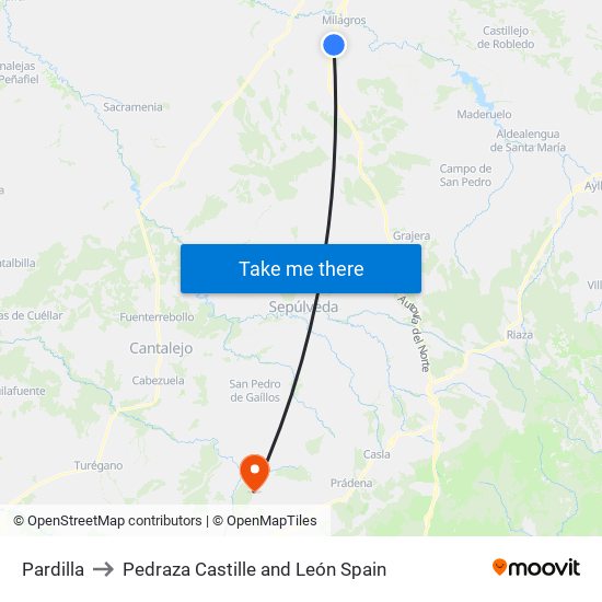 Pardilla to Pedraza Castille and León Spain map