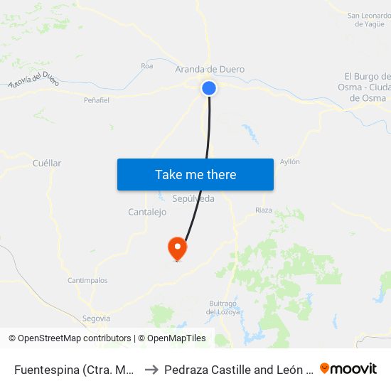 Fuentespina (Ctra. Madrid) to Pedraza Castille and León Spain map