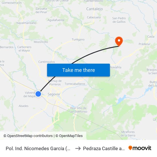 Pol. Ind. Nicomedes García (Valverde Del Majano) to Pedraza Castille and León Spain map