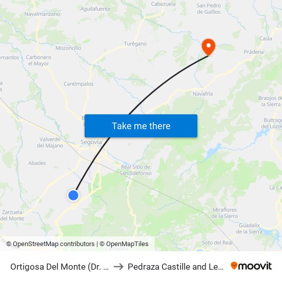 Ortigosa Del Monte (Dr. Barrios) to Pedraza Castille and León Spain map