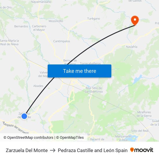 Zarzuela Del Monte to Pedraza Castille and León Spain map