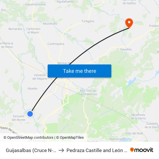 Guijasalbas (Cruce N-110) to Pedraza Castille and León Spain map