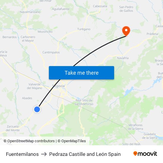 Fuentemilanos to Pedraza Castille and León Spain map