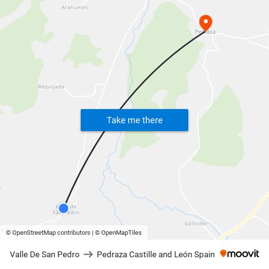 Valle De San Pedro to Pedraza Castille and León Spain map