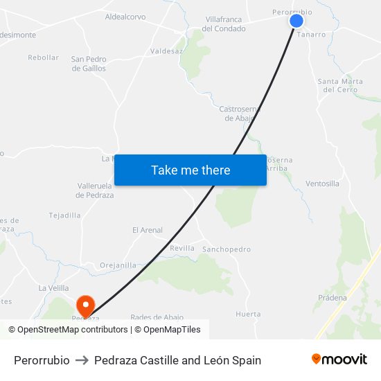 Perorrubio to Pedraza Castille and León Spain map