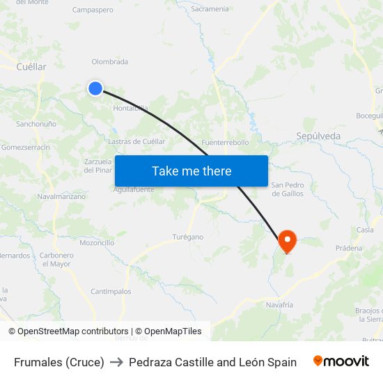 Frumales (Cruce) to Pedraza Castille and León Spain map