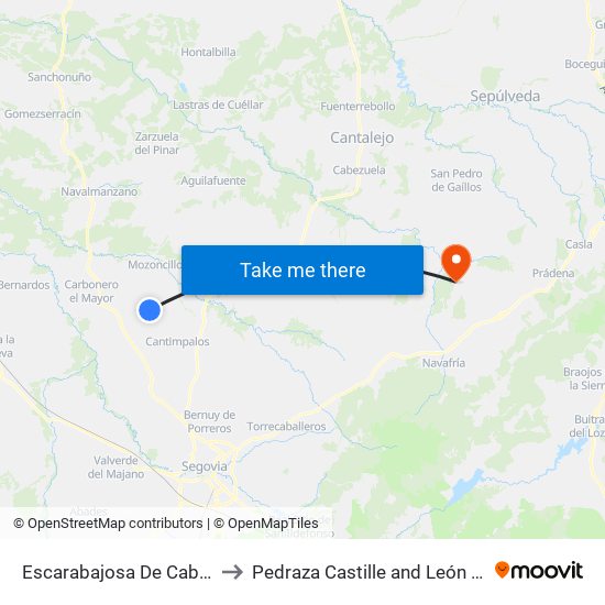 Escarabajosa De Cabezas to Pedraza Castille and León Spain map