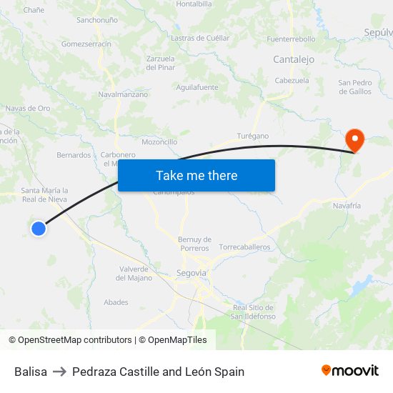 Balisa to Pedraza Castille and León Spain map