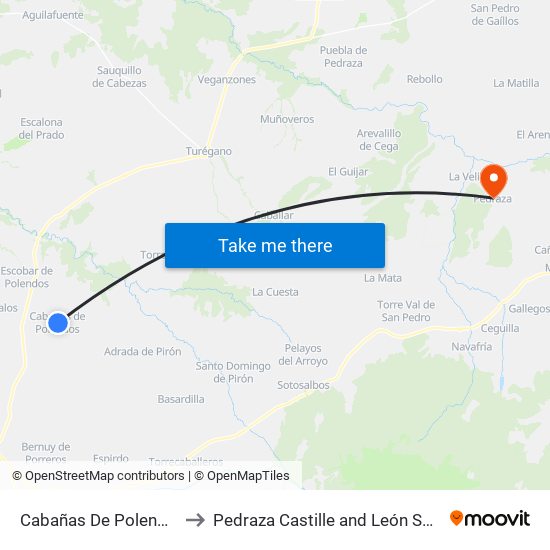 Cabañas De Polendos to Pedraza Castille and León Spain map