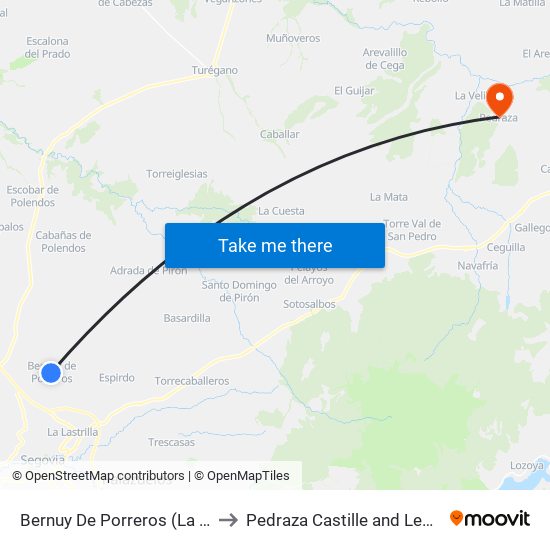 Bernuy De Porreros (La Tienda) to Pedraza Castille and León Spain map