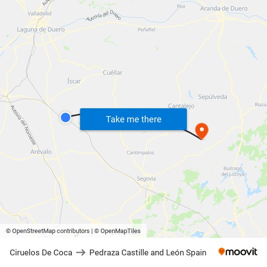 Ciruelos De Coca to Pedraza Castille and León Spain map