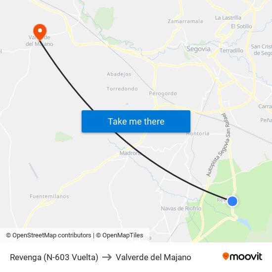 Revenga (N-603 Vuelta) to Valverde del Majano map