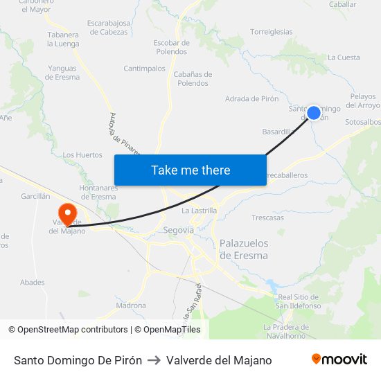 Santo Domingo De Pirón to Valverde del Majano map