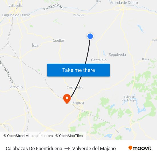 Calabazas De Fuentidueña to Valverde del Majano map