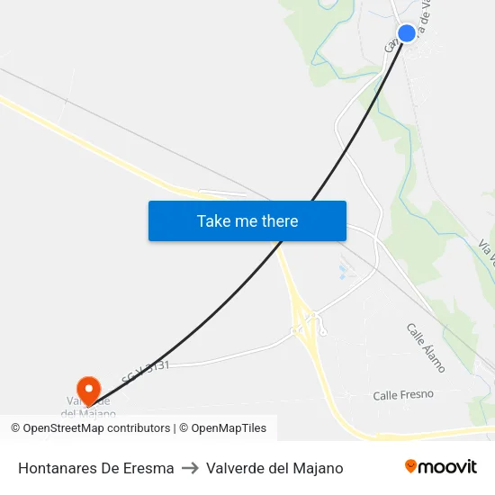 Hontanares De Eresma to Valverde del Majano map