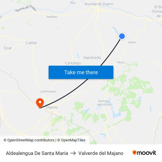 Aldealengua De Santa María to Valverde del Majano map