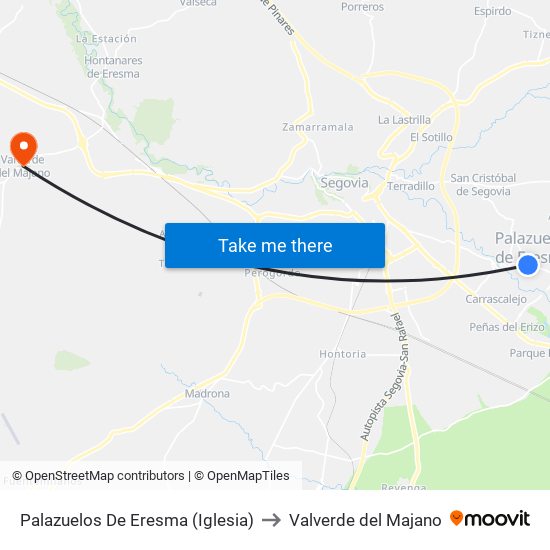 Palazuelos De Eresma (Iglesia) to Valverde del Majano map