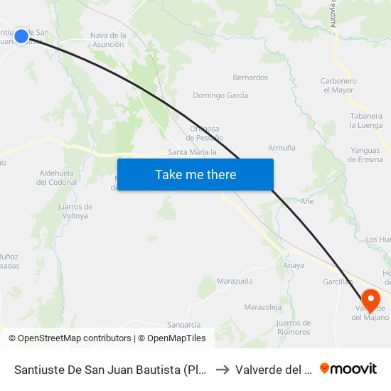 Santiuste De San Juan Bautista (Plaza Del Carmen) to Valverde del Majano map